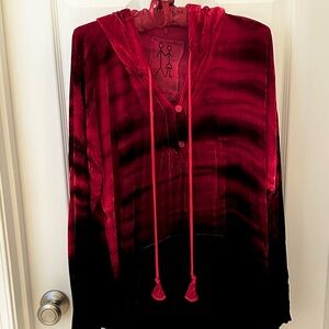 Johnny Was Red and Black Tie-Dye Hoodie